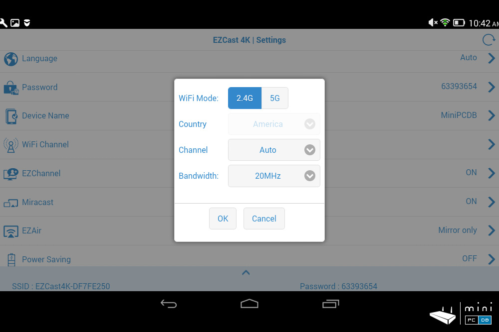 EZCast 4K - app wi-fi menu